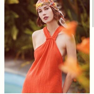 Anthropologie Braided Halter Mini Dress large NWT